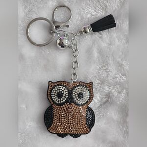 Sparkling Owl Keychain with Rhinestones Bag Charm